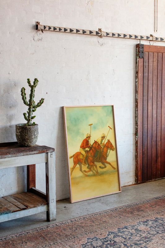 Gallery image 8 for “Sunlit Sprint” – Vintage Watercolor Polo Match Art Print