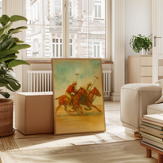 Gallery image 14 for “Sunlit Sprint” – Vintage Watercolor Polo Match Art Print