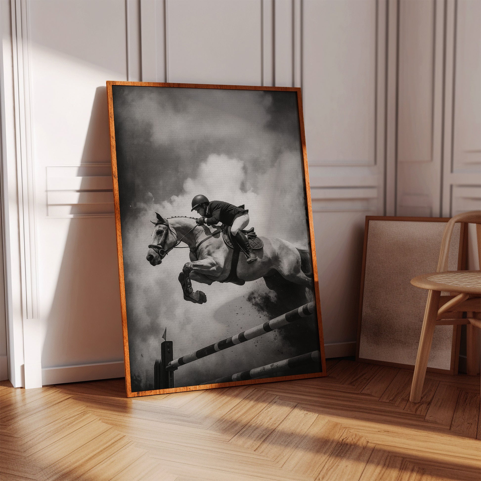 Gallery image 1 for “Airtime” – Black & White Show Jumping Photography Print