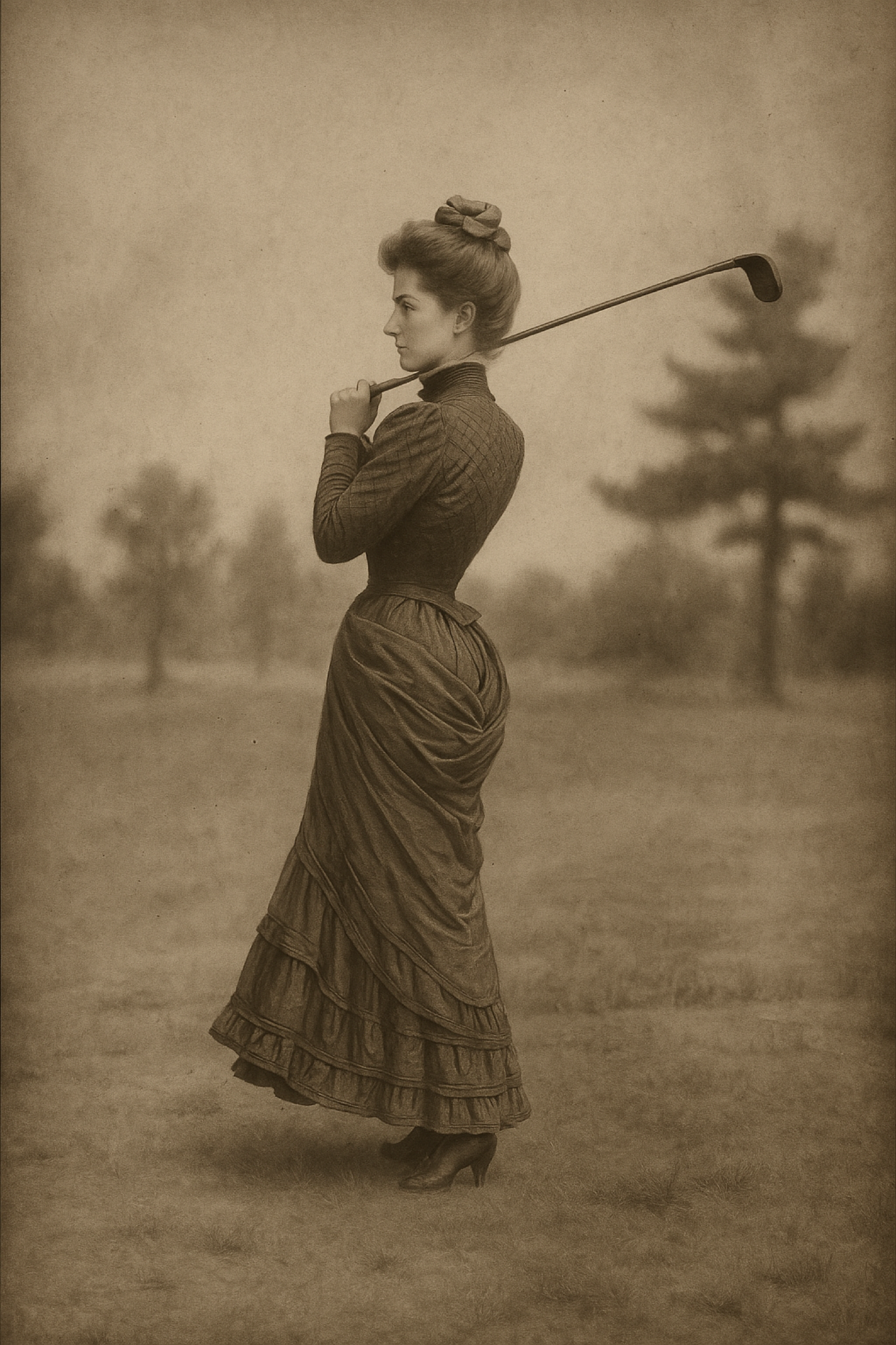 Gallery image 3 for Vintage Lady Golfer Fine Art Print