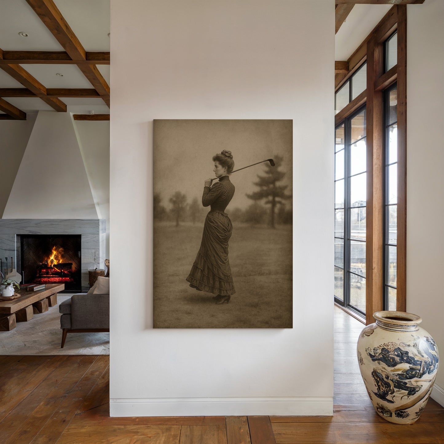 Gallery image 7 for Vintage Lady Golfer Fine Art Print