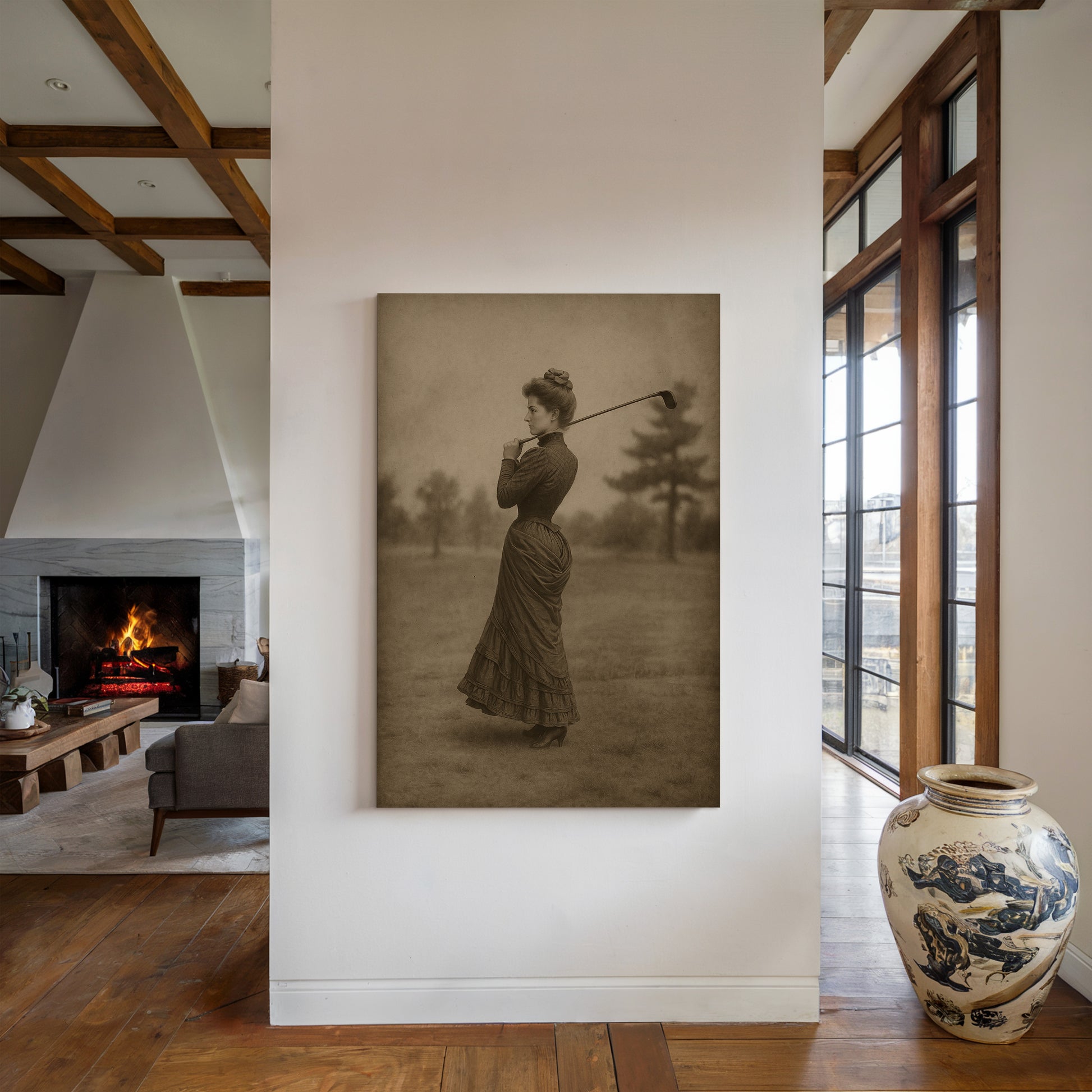 Gallery image 7 for Vintage Lady Golfer Fine Art Print