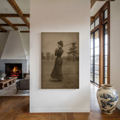 Gallery image 7 for Vintage Lady Golfer Fine Art Print