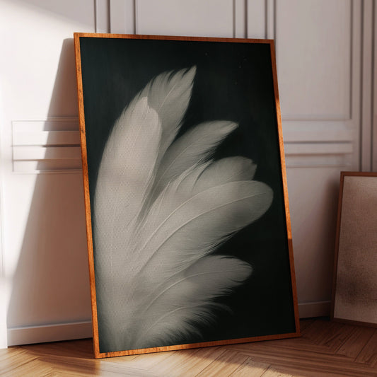 Gallery image 1 for “Grace in Stillness” – Monochrome Feather Fine Art Print