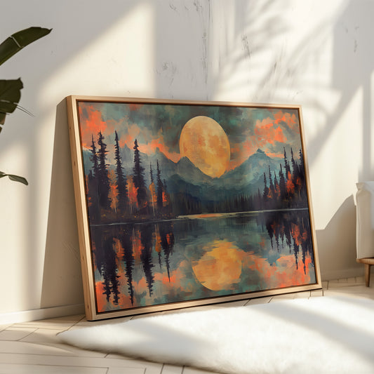 Moonlit Lake Mirrors Mountain Dreams