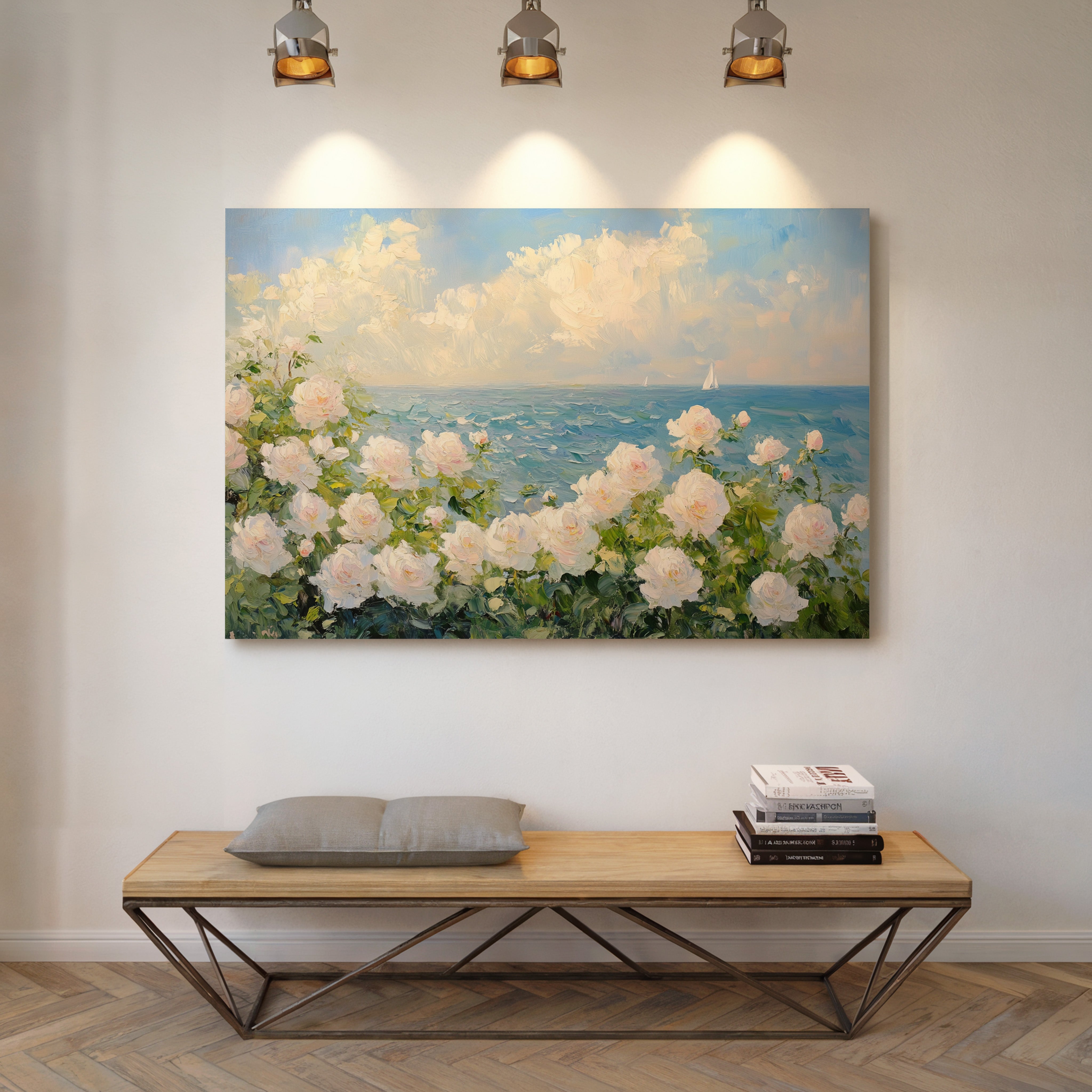 Coastal Roses Watch Distant Sails