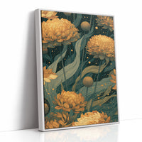 Golden Blooms in the Dark Garden: Marigold Study II