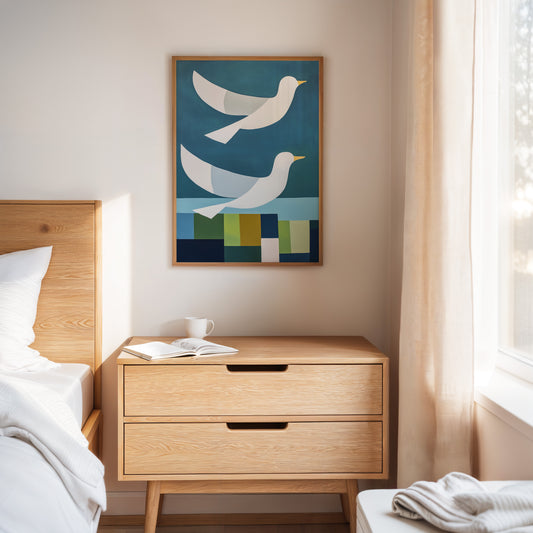 Peace Doves Above Geometric Fields