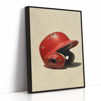 Worn Red Baseball Helmet