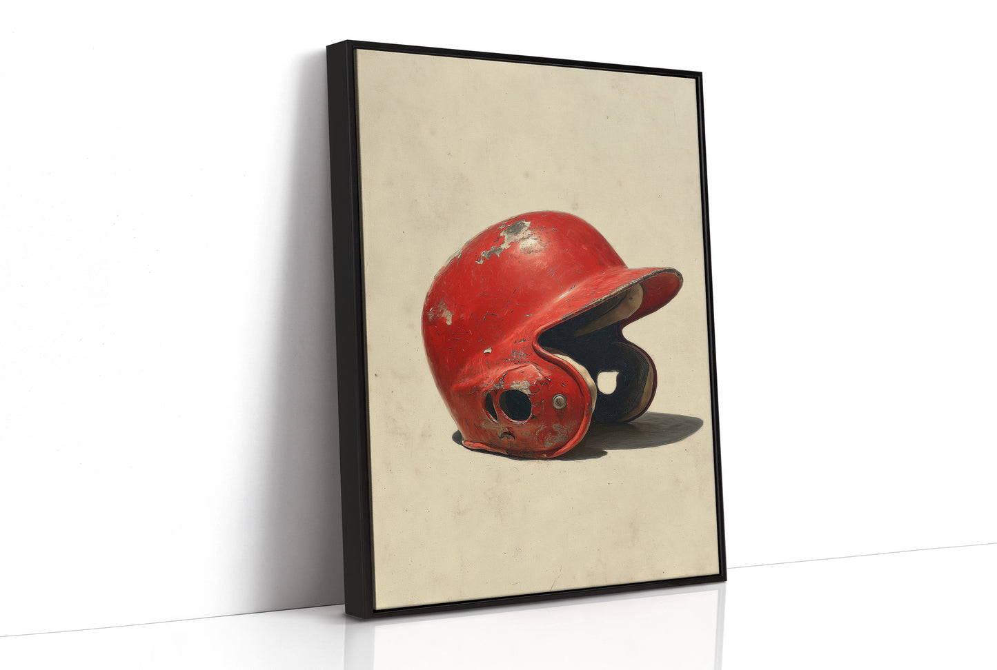 Worn Red Baseball Helmet