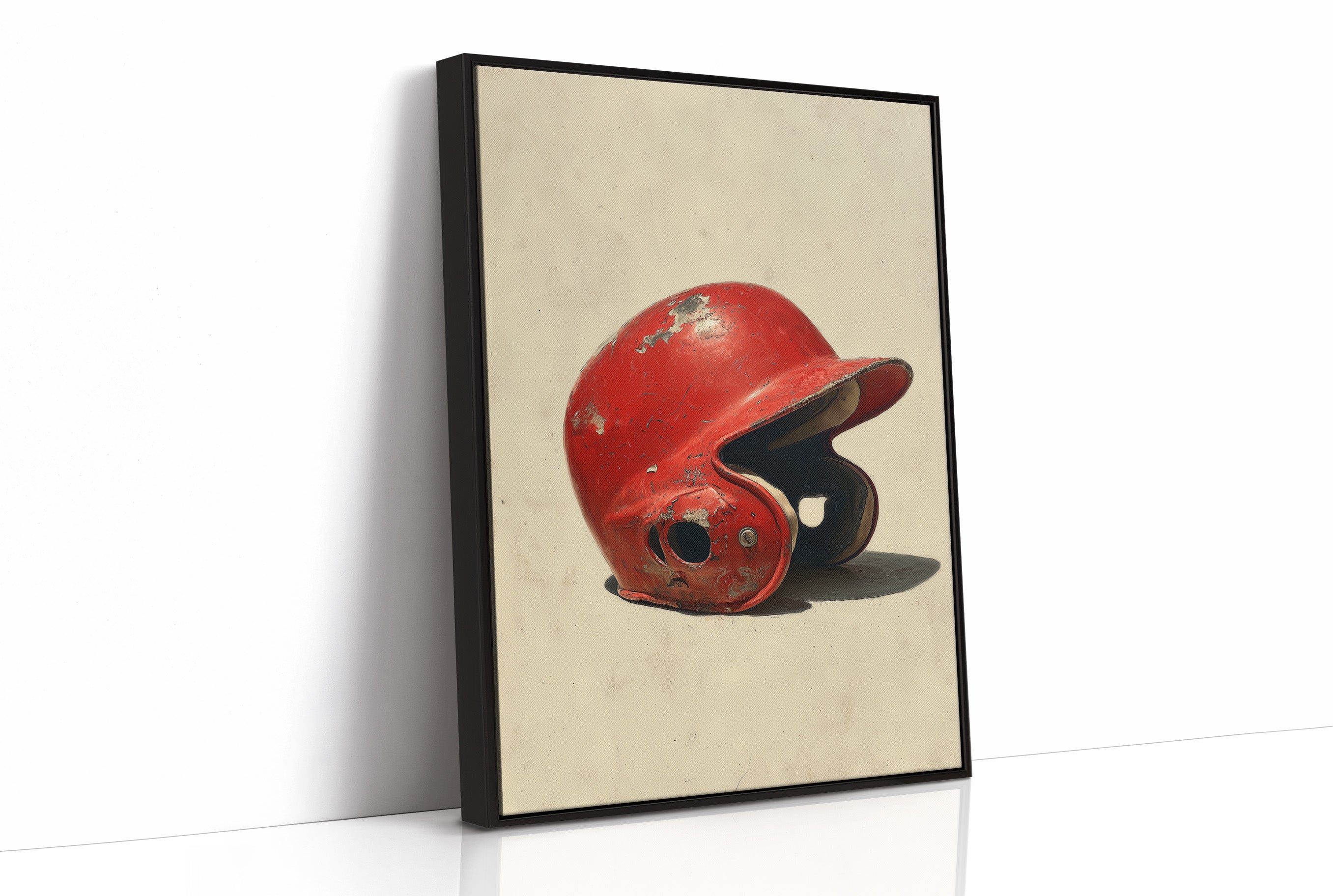 Worn Red Baseball Helmet