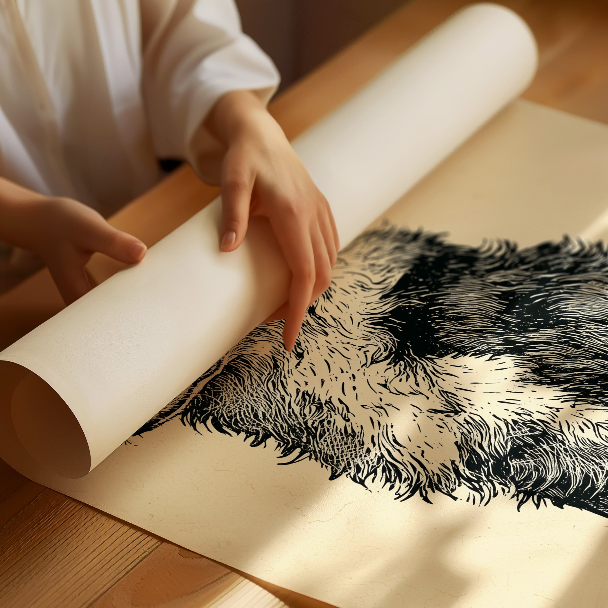 Border Watch: Bold Woodcut Collie