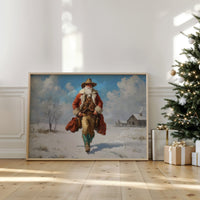 Frontier Santa Rides Through Winter Snow