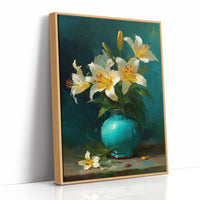 White Lilies in a Turquoise Vase