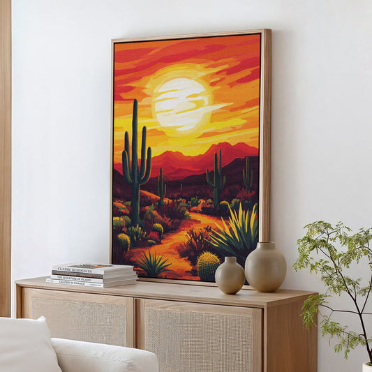 Desert Sunset Cactus Print – Vibrant Southwestern Wall Art