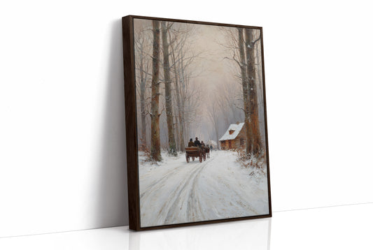 Snow Path Leads Through Ancient Trees