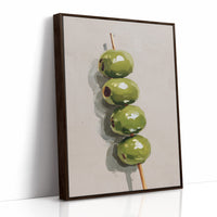 Verdant Olives on Wooden Skewer