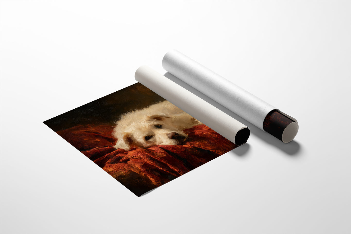 Loyal Companion Rests On Crimson Velvet