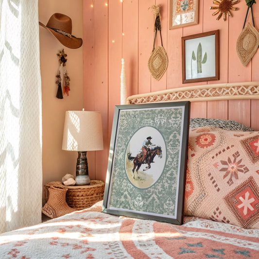 Sage Damask Frames Wild Bronco