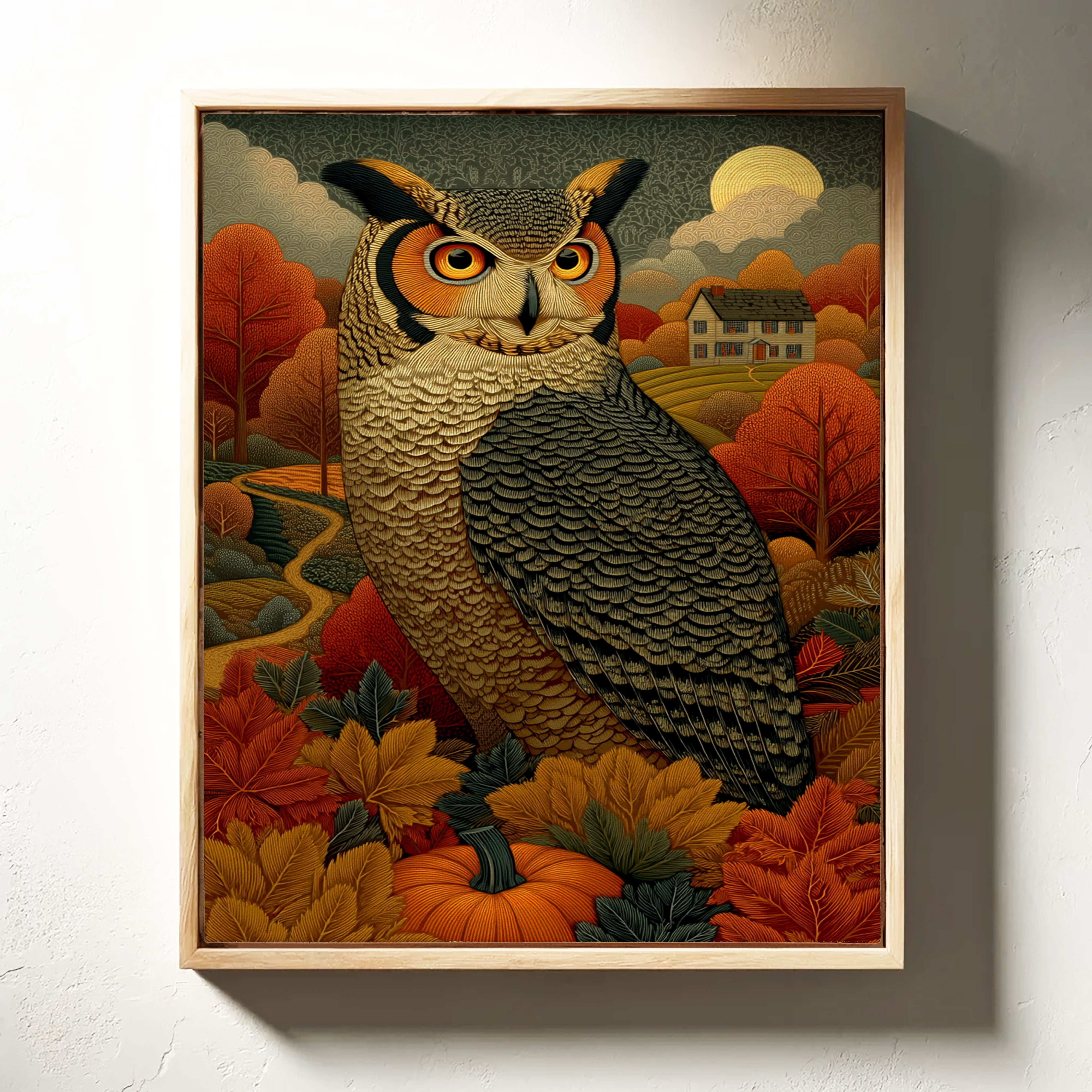 Autumn Moon Watches The Farmhouse