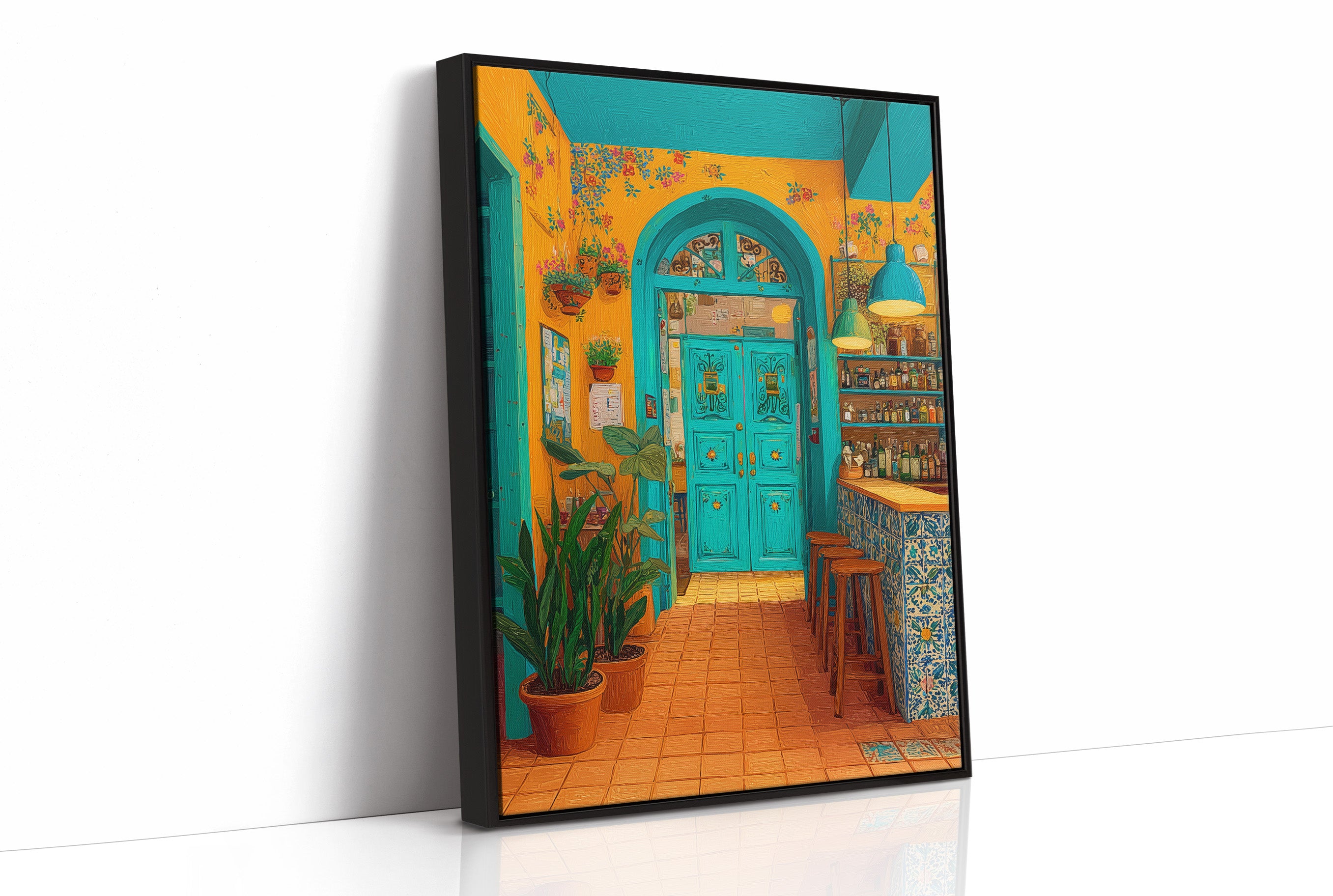 Turquoise Doorway in Sunlit Cantina