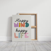 Happy Mind Happy Life Colorful Typography