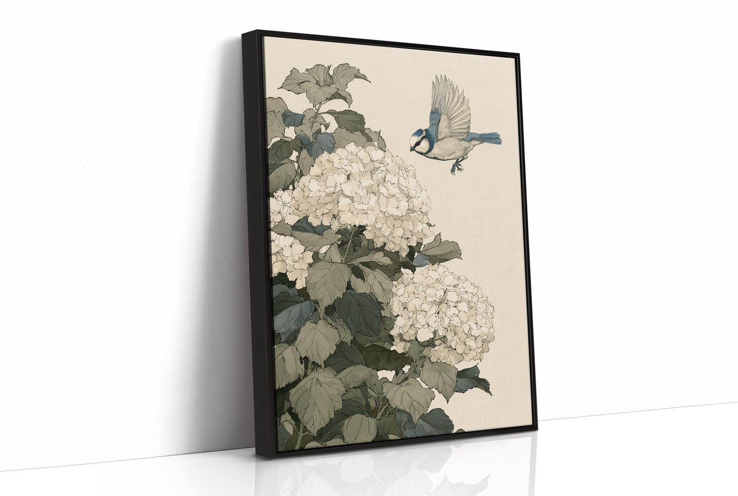 Bluebird Alighting on Hydrangea