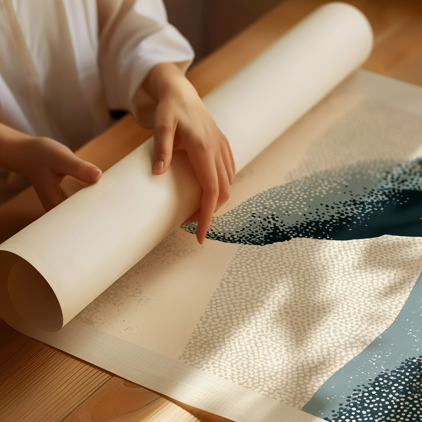 Stippled Crane: A Halftone Landscape