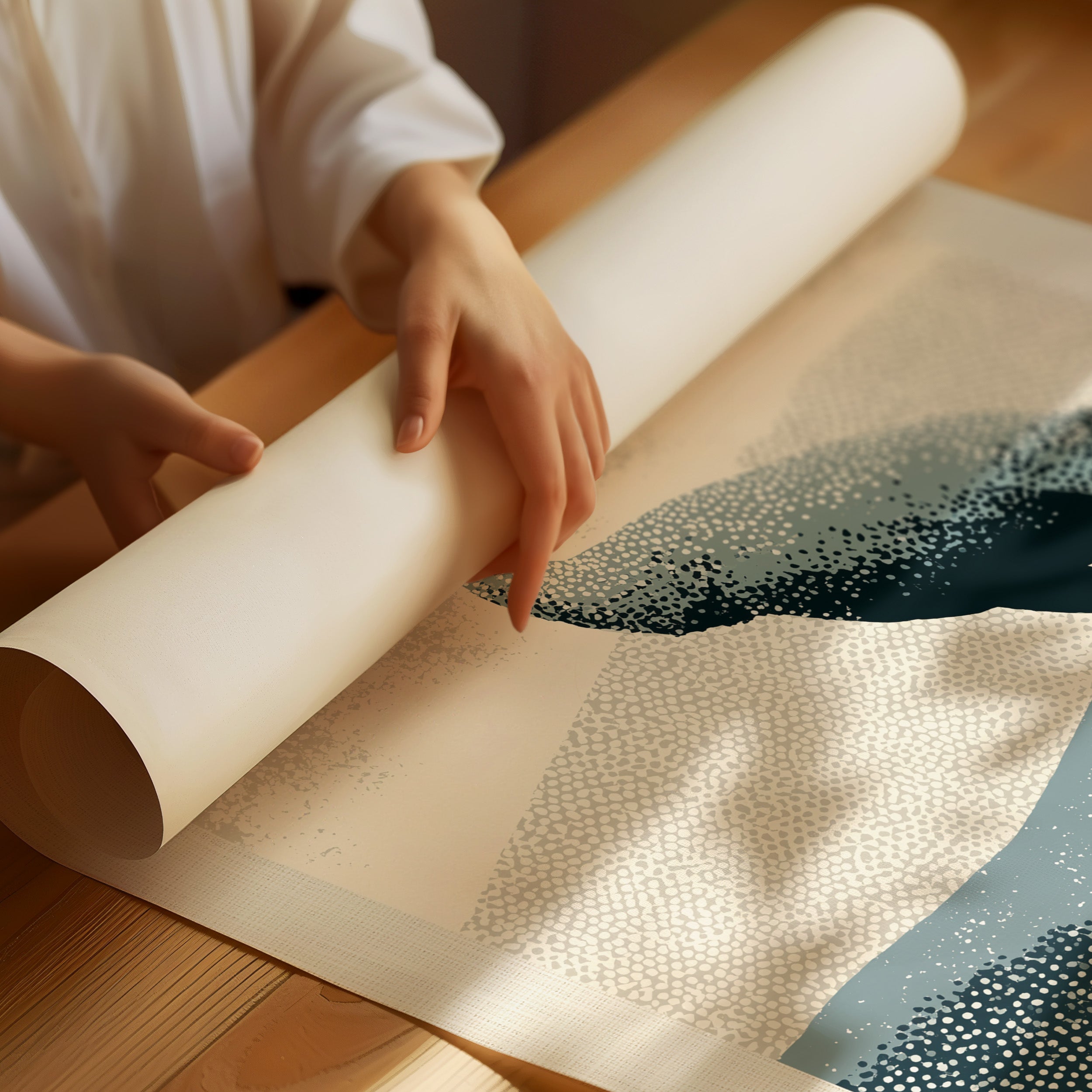 Stippled Crane: A Halftone Landscape