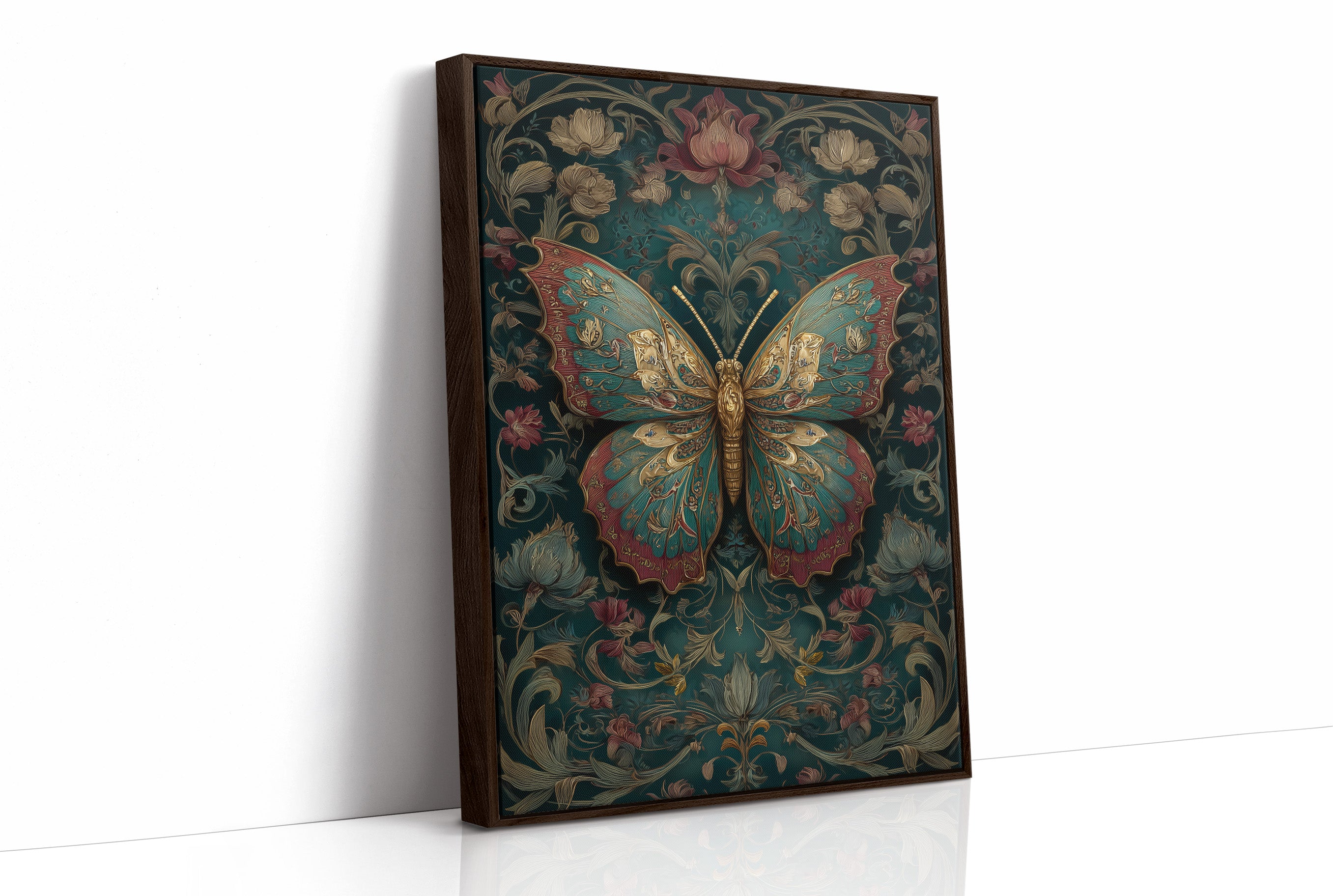 Gilded Wings Among Midnight Blooms