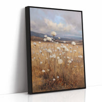 Cotton Fields Under Autumn Sky