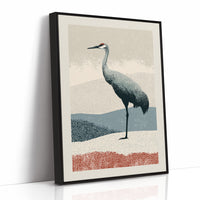 Stippled Crane: A Halftone Landscape