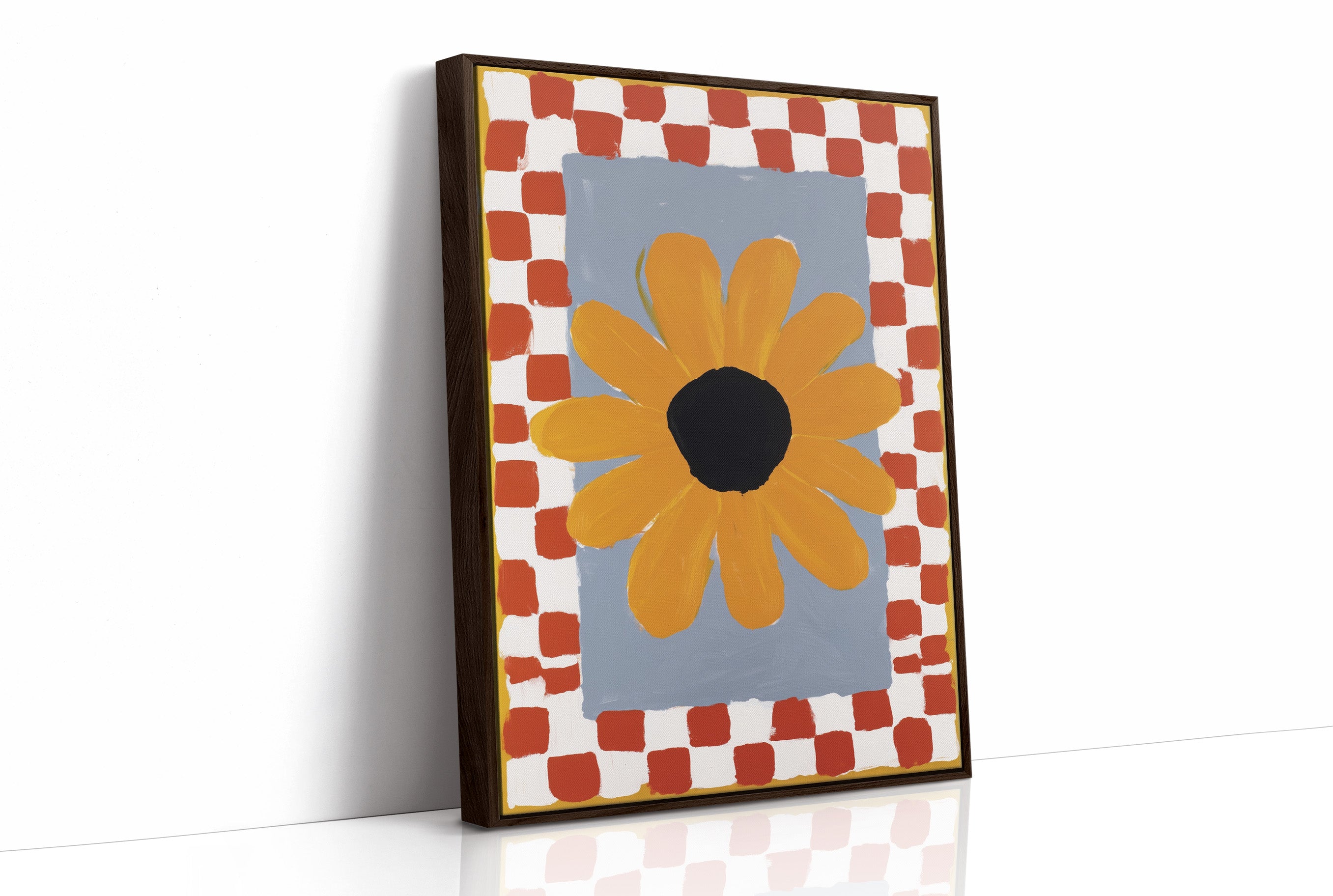Checkered Borders Frame Golden Bloom