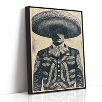 The Charro's Silhouette: Vintage Screen Print