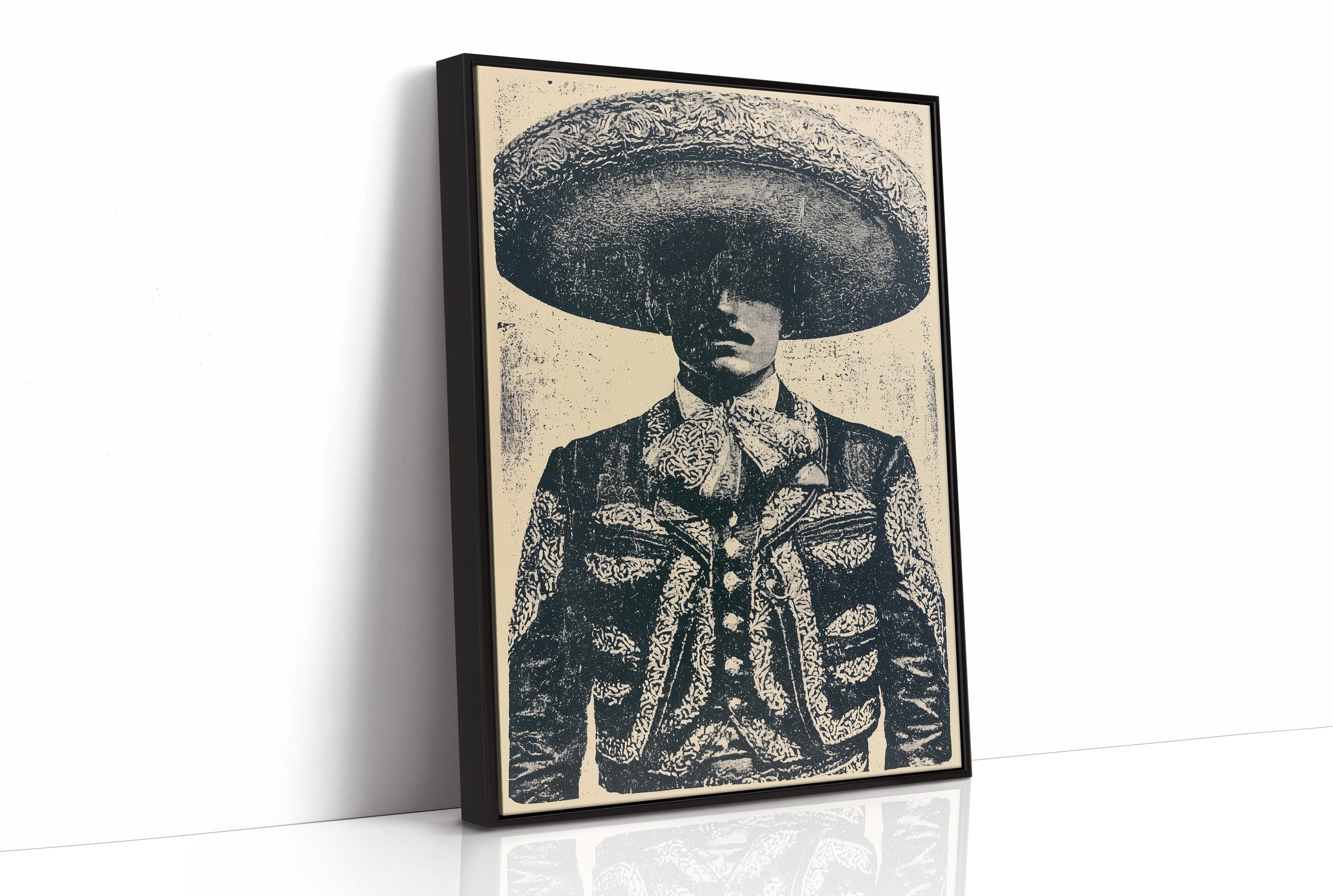 The Charro's Silhouette: Vintage Screen Print