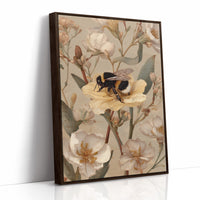 Bumblebee Rests On Pale Blooms