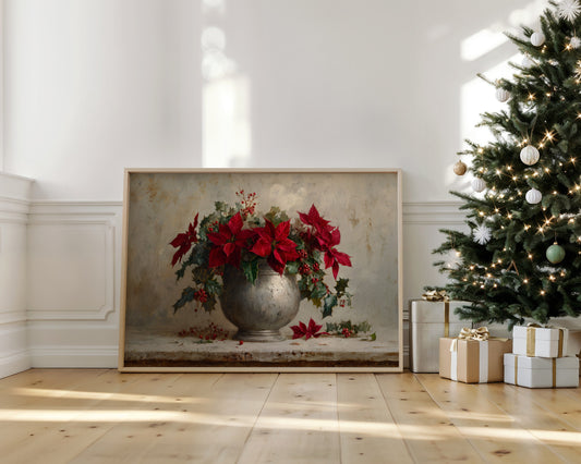 Poinsettias Paint December's Silver Story
