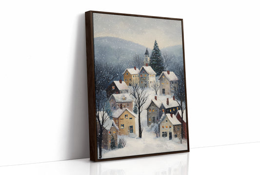 Snow Falls On Winter's Quiet Village