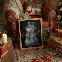 Snowman Tales On Winter Blackboard