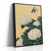 Swallow Over Golden Hydrangea