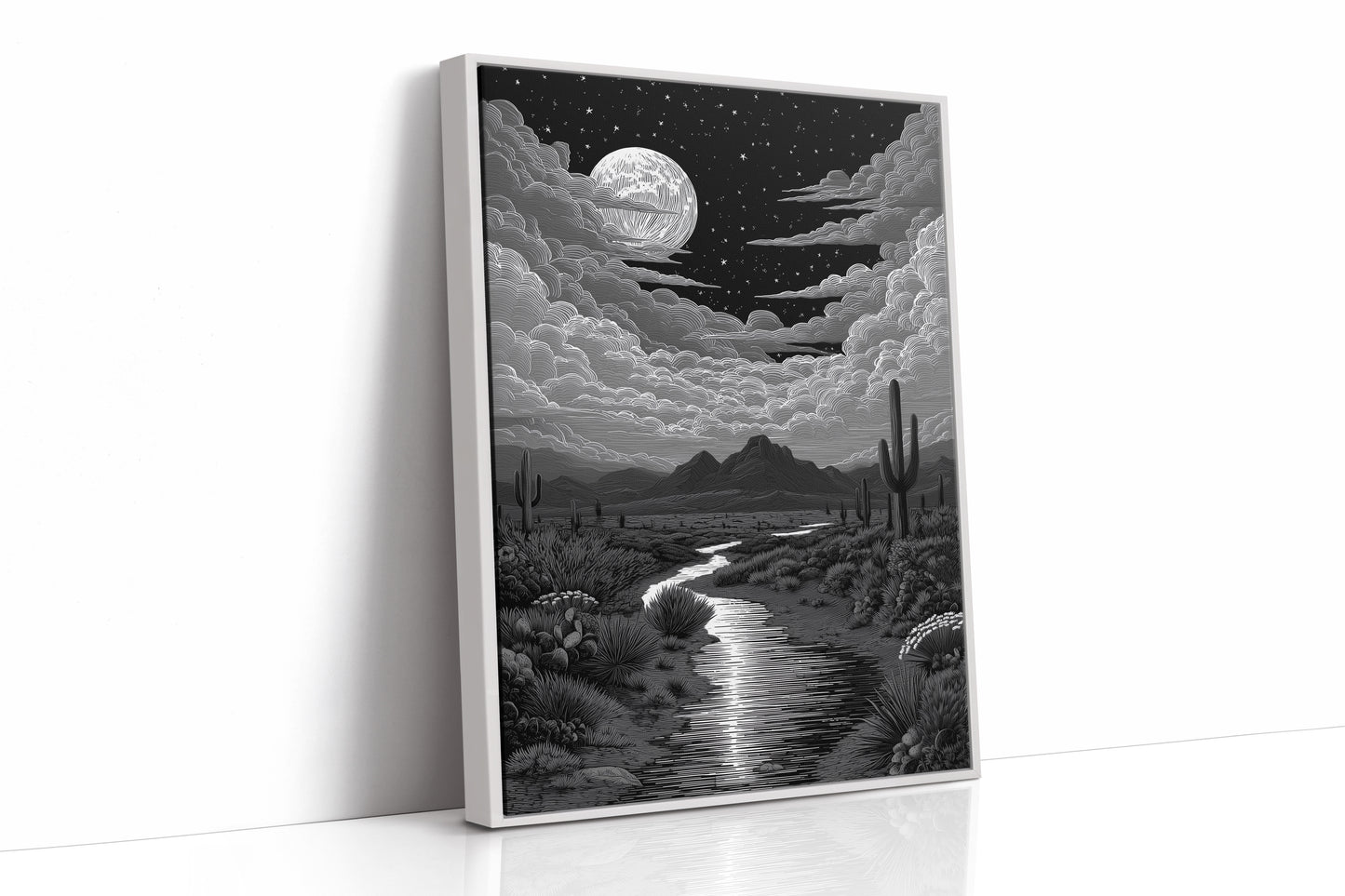 Silver Rivers Thread Through Moonlit Canyons
