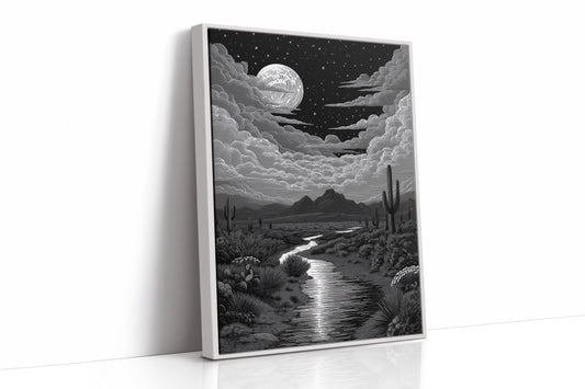 Silver Rivers Thread Through Moonlit Canyons
