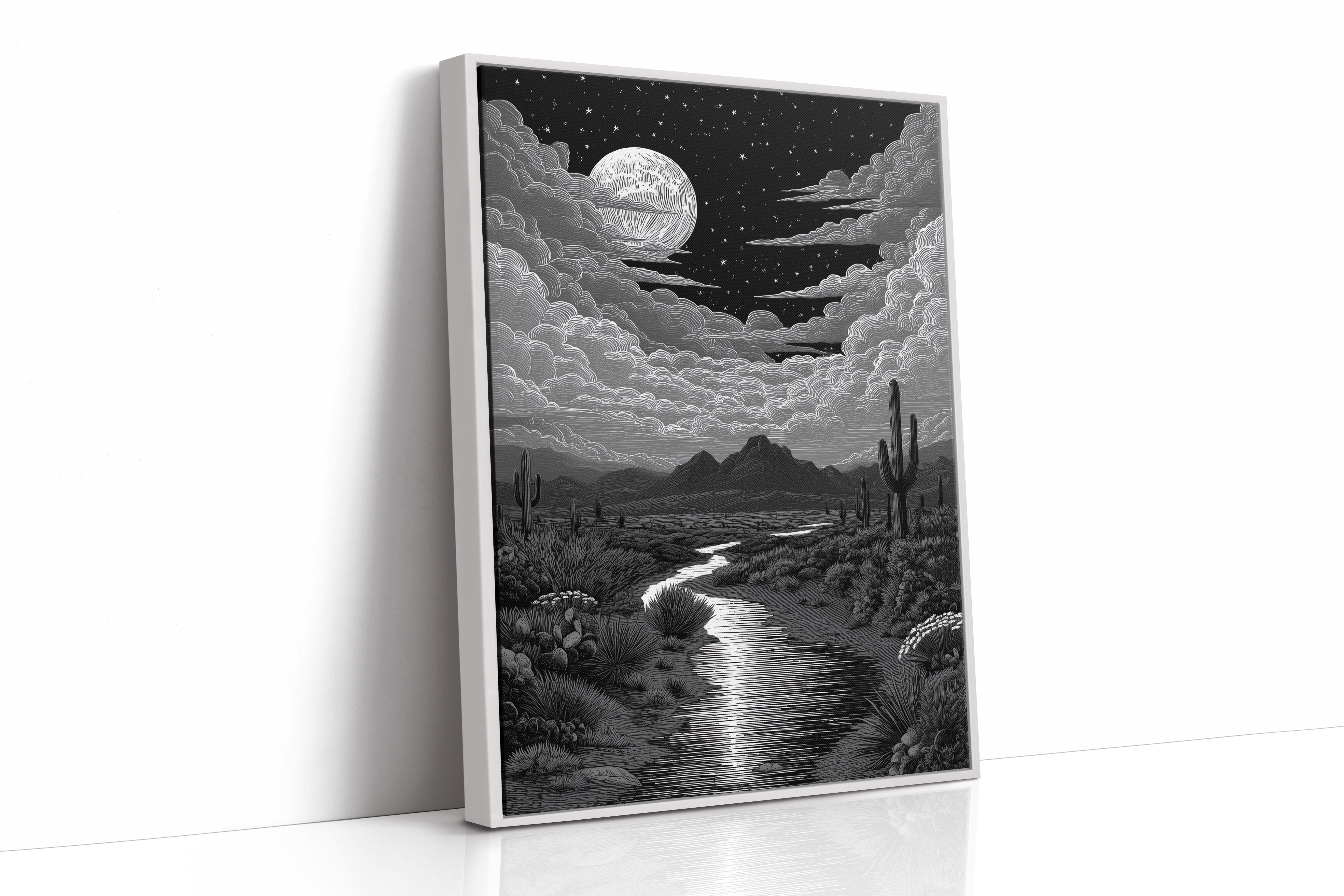 Silver Rivers Thread Through Moonlit Canyons