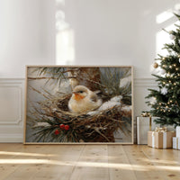 Winter Sparrow Finds Holly Haven