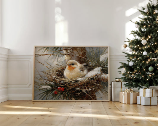 Winter Sparrow Finds Holly Haven