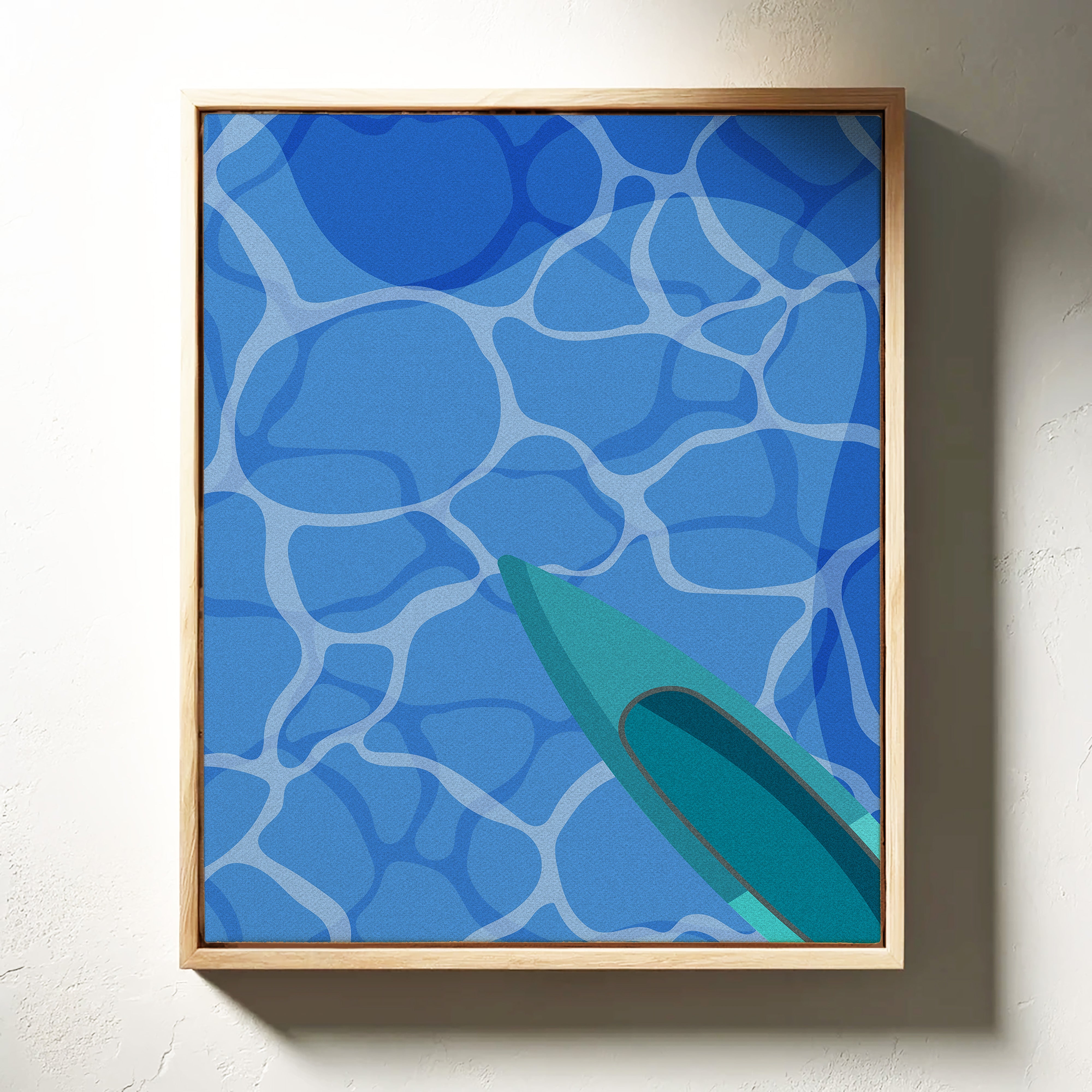 Surfboard Glides Through Crystal Waters