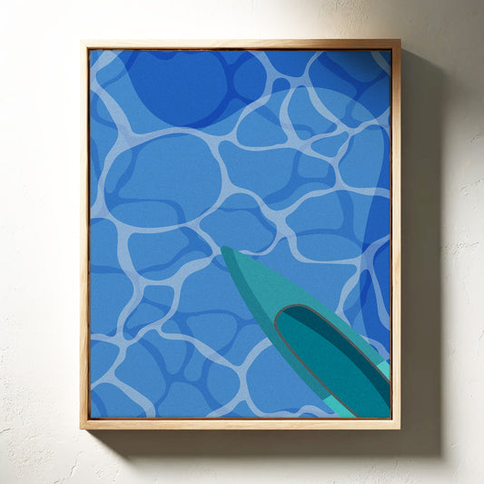 Surfboard Glides Through Crystal Waters