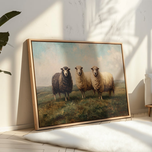 Three Sheep Stand Watch At Dawn