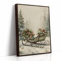 Winter Sleigh Among Misty Pines