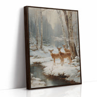 December Deer By Frozen Stream